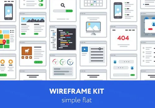 用于桌面的120个UX UI流程图设计素材Simple Flat Wirefra