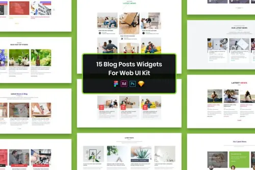 15个博客文章小组件UI设计模板 15 Blog Posts Widg