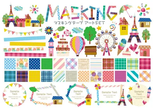 日式可爱风格布纹图案边框AI矢量素材合辑