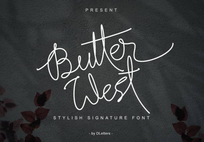 时尚的现代自然手写英文字体 Butter West | Signature Script Font