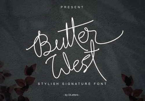 时尚的现代自然手写英文字体 Butter West | Signature Script Font