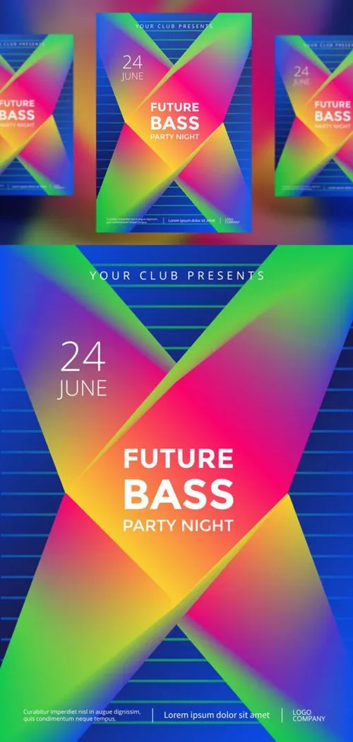 电子音乐节未来音乐派对抽象渐变背景海报传单