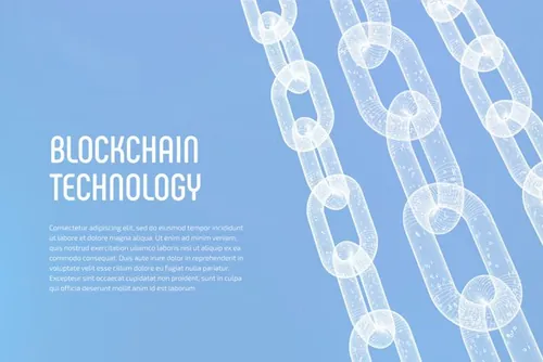 3D线稿比特币区块链技术去中心化概念EPS矢量插画素材 Blockchain Technology