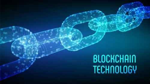 3D线稿比特币区块链技术去中心化概念EPS矢量插画素材 Blockchain Technology