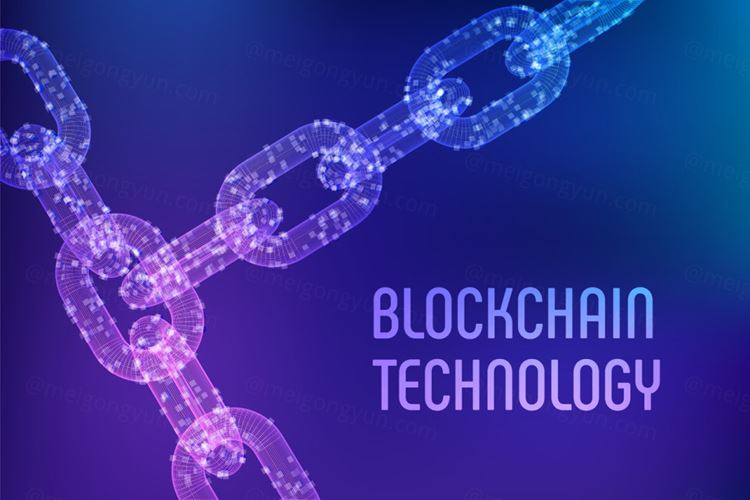 3D线稿比特币区块链技术去中心化概念EPS矢量插画素材 Blockchain Technology