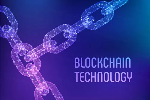 3D线稿比特币区块链技术去中心化概念EPS矢量插画素材 Blockchain Technology
