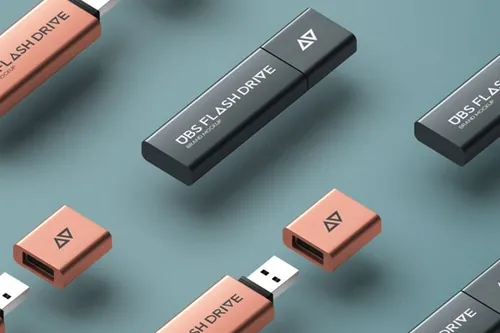 优雅的psd USB金属质感闪存盘系列样机 Psd Usb Flash Drive Brand Mockup