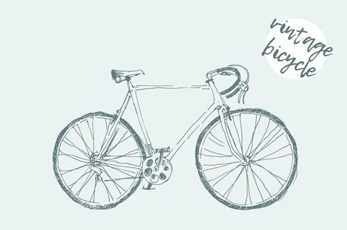 手绘自行车插图素材Illustration of a vintage bicycle
