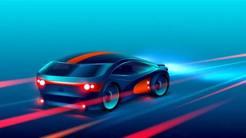 自动驾驶智能汽车GPS行驶辅助系统未来概念宣传插画素材