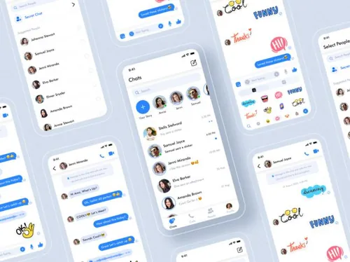 即时聊天APP移动界面UI素材免费下载 Messaging App U