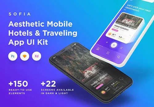 优雅的移动酒店旅行度假移动手机APP UI工具包Sofia iOS UI Kit