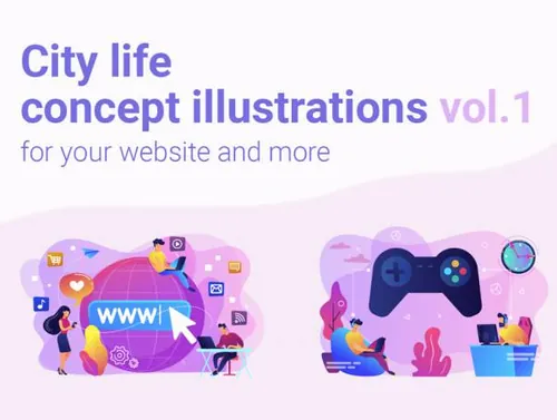 6个日常城市生活Web概念矢量插画素材 City life concept il