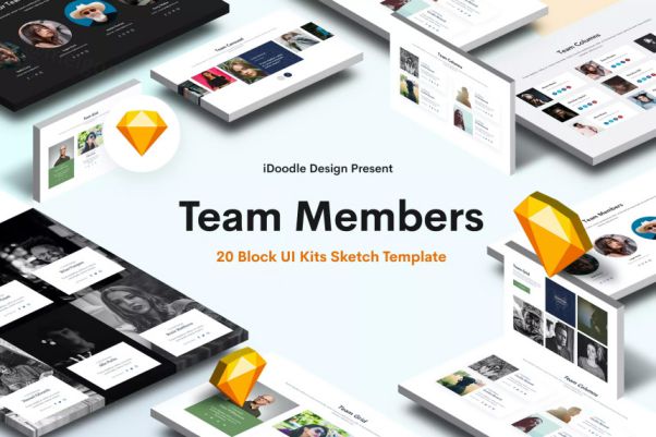 团队成员网页组件UI设计模板 Team Members Sketch