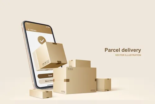 高质量包裹物流快递服务通知矢量插画素材 Parcel delivery