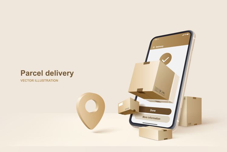 高质量包裹物流快递服务通知矢量插画素材 Parcel delivery