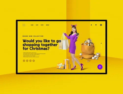 黄色冬季疯狂购物节介绍海报模板