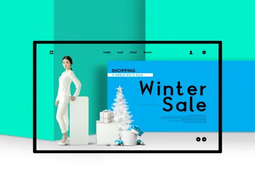 小清新冬季购物介绍海报模板