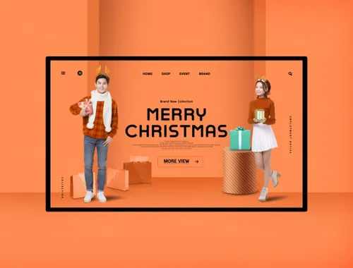 橙色甜蜜冬季购物介绍海报模板