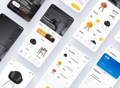 在线家具移动商店电子商务UI界面 Furr – Mobile Ecom