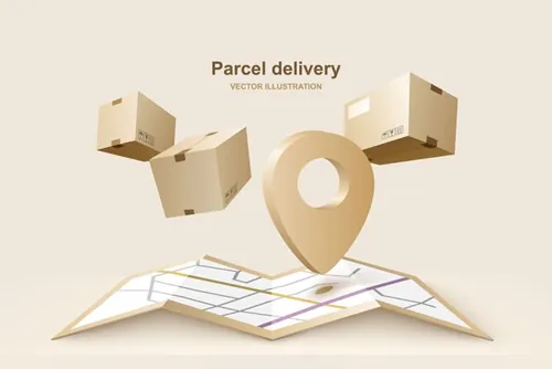 高质量包裹物流快递服务通知矢量插画素材 Parcel delivery