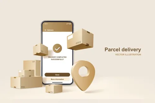 高质量包裹物流快递服务通知矢量插画素材 Parcel delivery