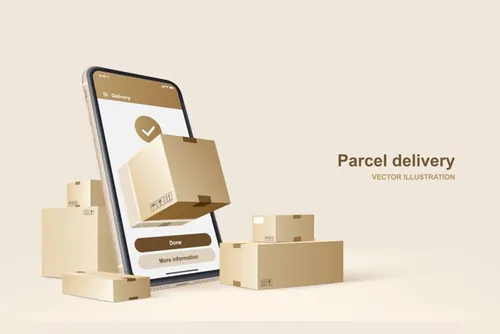 高质量包裹物流快递服务通知矢量插画素材 Parcel delivery