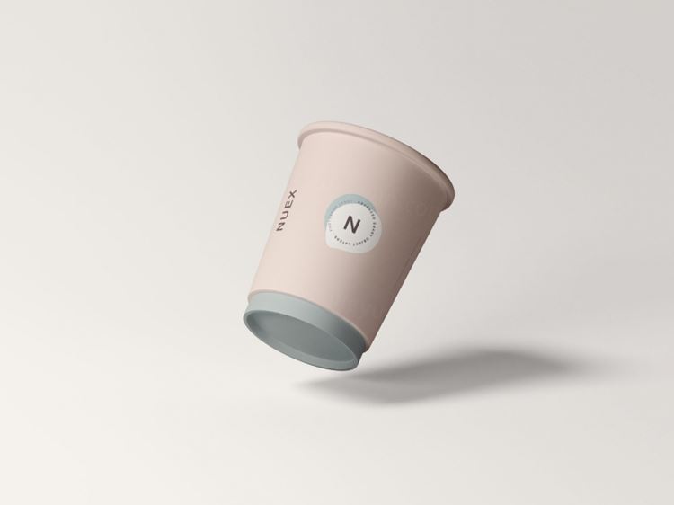 咖啡纸杯定制外观设计效果图样机模板 Floating Coffee Cup Mockup