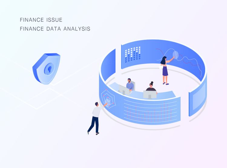 2.5D等距风格金融服务银行投资理财管理AI矢量插画素材