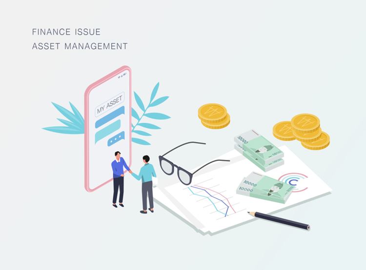 2.5D等距风格金融服务银行投资理财AI矢量插画素材