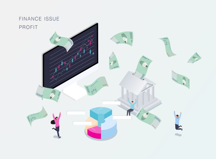 2.5D等距风格金融服务银行投资理财AI矢量插画素材