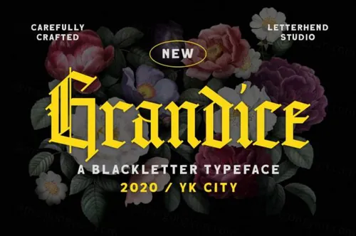 暗黑重金属乐队都市潮流服饰哥特英文字体 Grandice - Blackletter Typeface