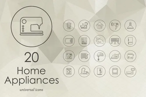 20个家用电器系列图标 household appliances line icons