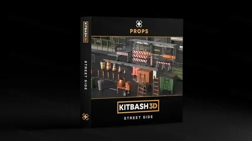 高质量城市街道交通设施公交站路障安全警示3D模型素材 Kit