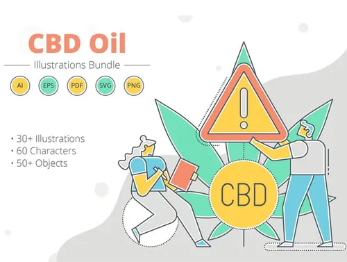 CBD药物治疗场景主题插画 CBD Oil Illustra