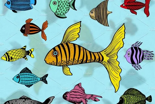 鱼类插图矢量包1 Illustrated Fish Vect