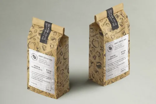牛皮纸包装咖啡样机 Kraft Coffee Bag Packaging Mockup 3