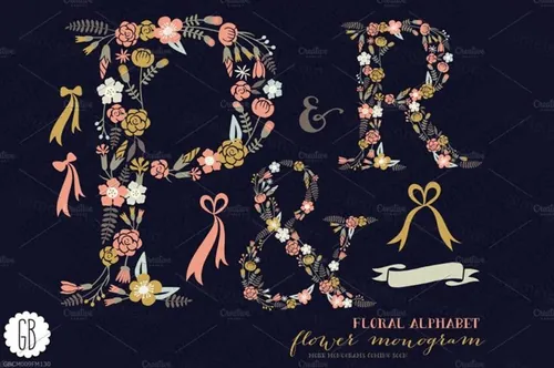 花卉字体 Floral letters , monogram
