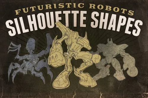剪影形状 机器人插画 Silhouette shapes