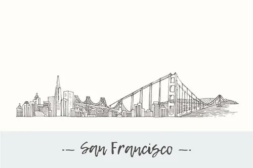 美国旧金山天际线插图 San Francisco skyline , USA