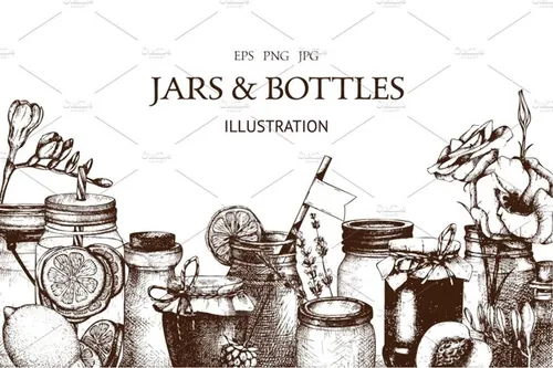 矢量罐子和瓶子插画 Vector Jars amp;amp;
