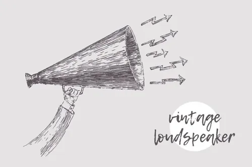 怀旧风格的喇叭插画素材 Vintage loudspeaker