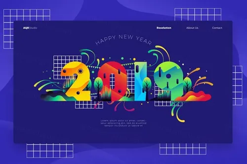 2019新年圣诞节banner海报着陆页插画设计Landing Page
