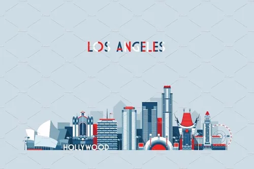 洛杉矶天际线效果插画素材 Los Angeles skyline