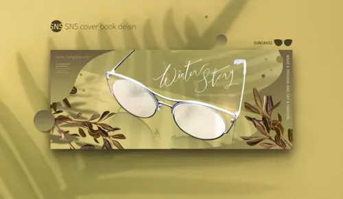 韩式新年女士眼镜促销海报封面设计模板