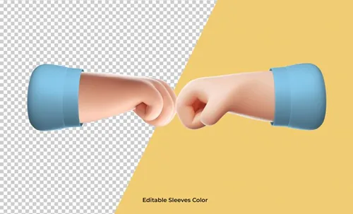 3D卡通三维立体手势设计装饰素材 Cartoon hand pointing gesture icon isolated