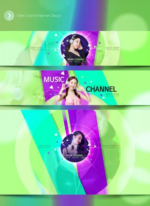 小清新渐变耳机媒体横幅海报模板