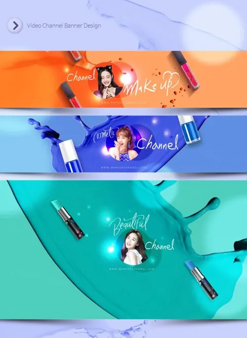 时尚多彩的口红色号横幅海报模板