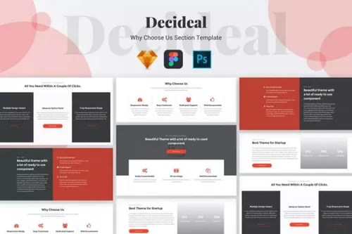 企业网站设计-企业优势介绍页面UI设计模板 Decideal – Wh