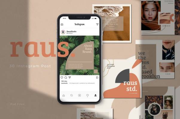美学风格Ins正方形海报模板 RAUS - Instagram Squ