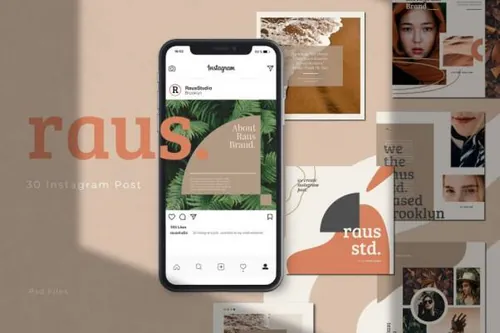 美学风格Ins正方形海报模板 RAUS - Instagram Squ